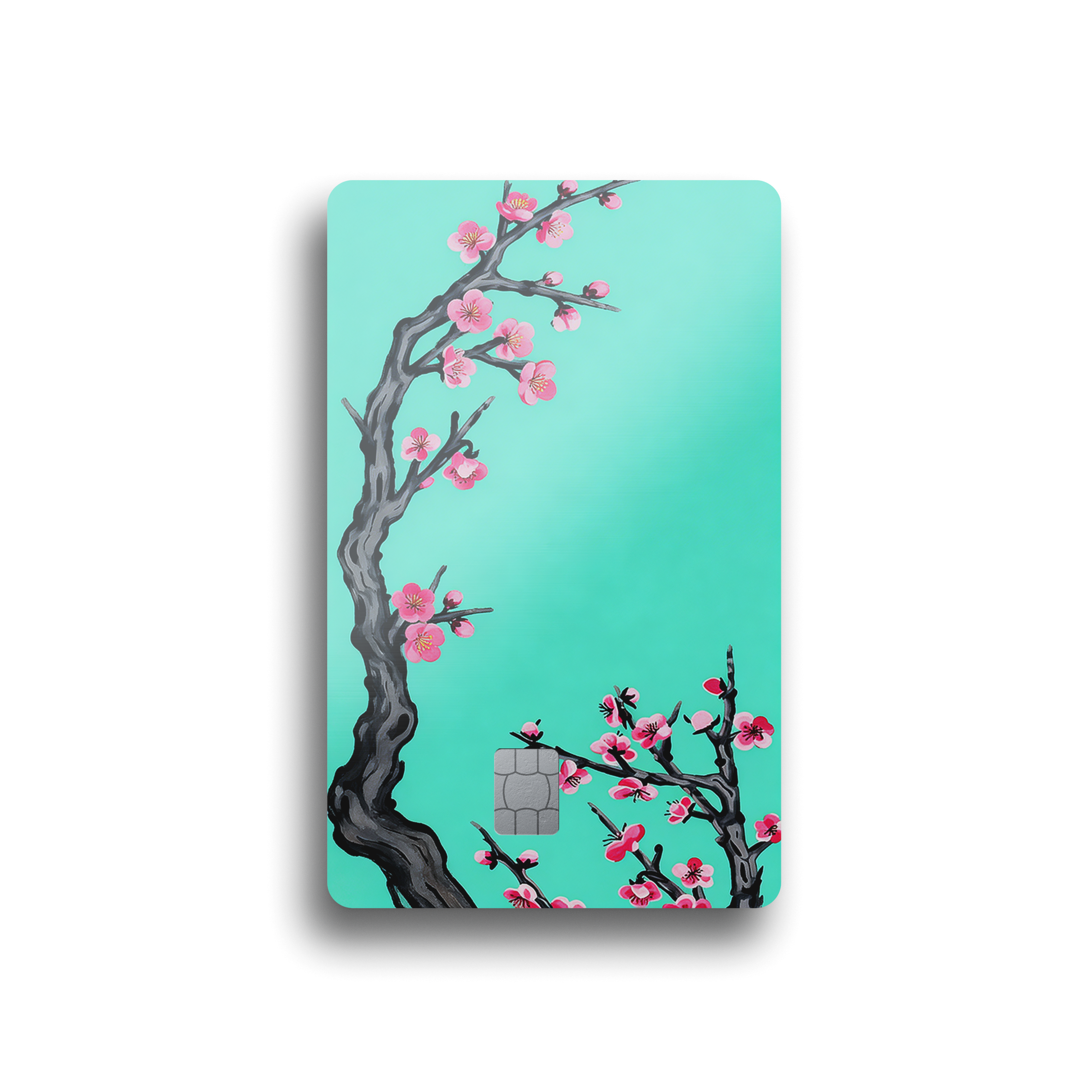 Turquoise Sakura Branch Card Skin